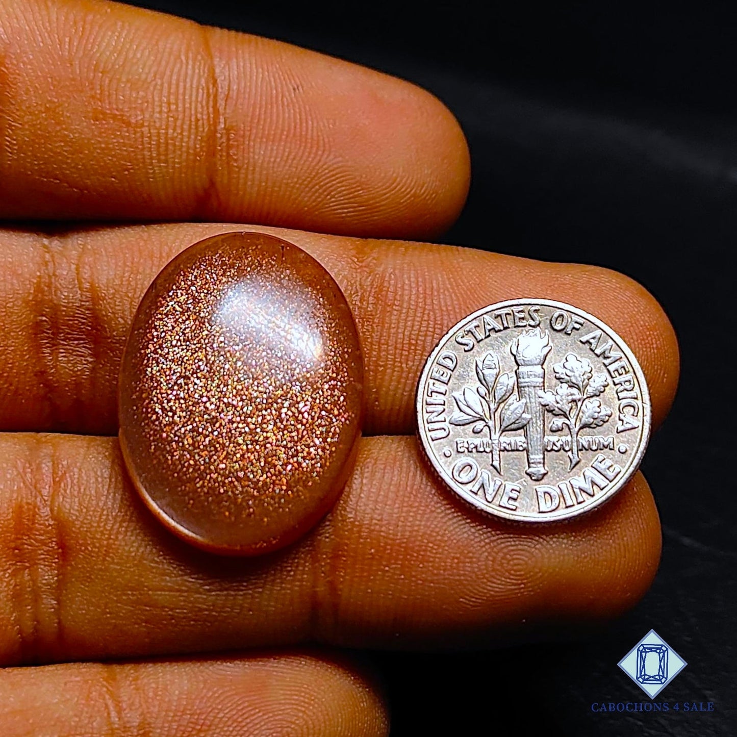 Natural Peach Moonstone with Sunstone Gemstone Oval Cabochons 25*18*5mm from Madagascar available for sale