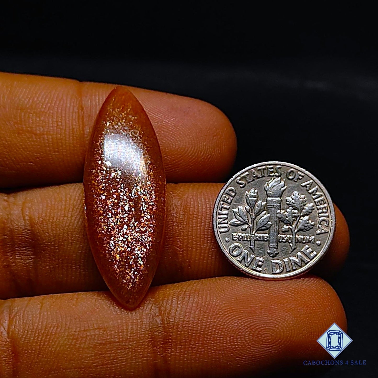 Natural Peach Moonstone with Sunstone Gemstone Marquise Cabochons 35*12*5mm from Madagascar available for sale