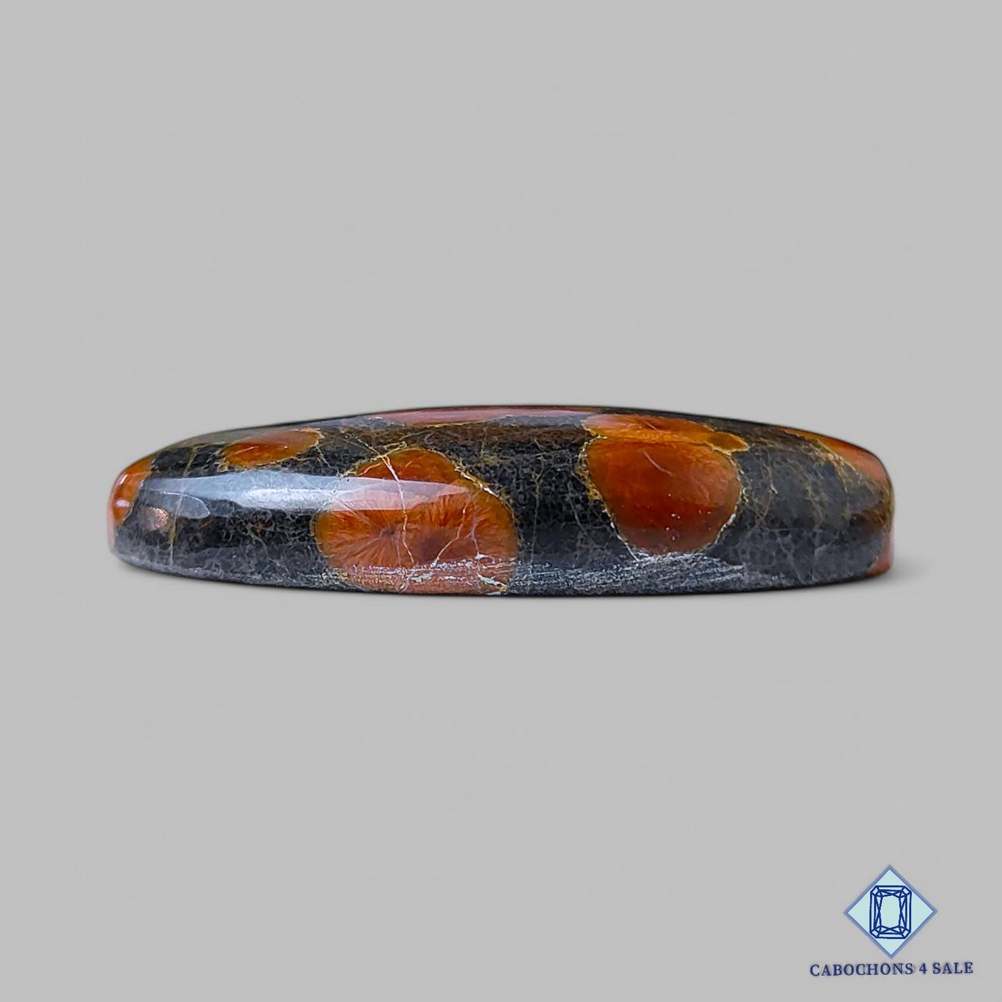 Cabujones ovalados de obsidiana de maní natural de 36 x 19 x 7 mm, disponibles para la venta.