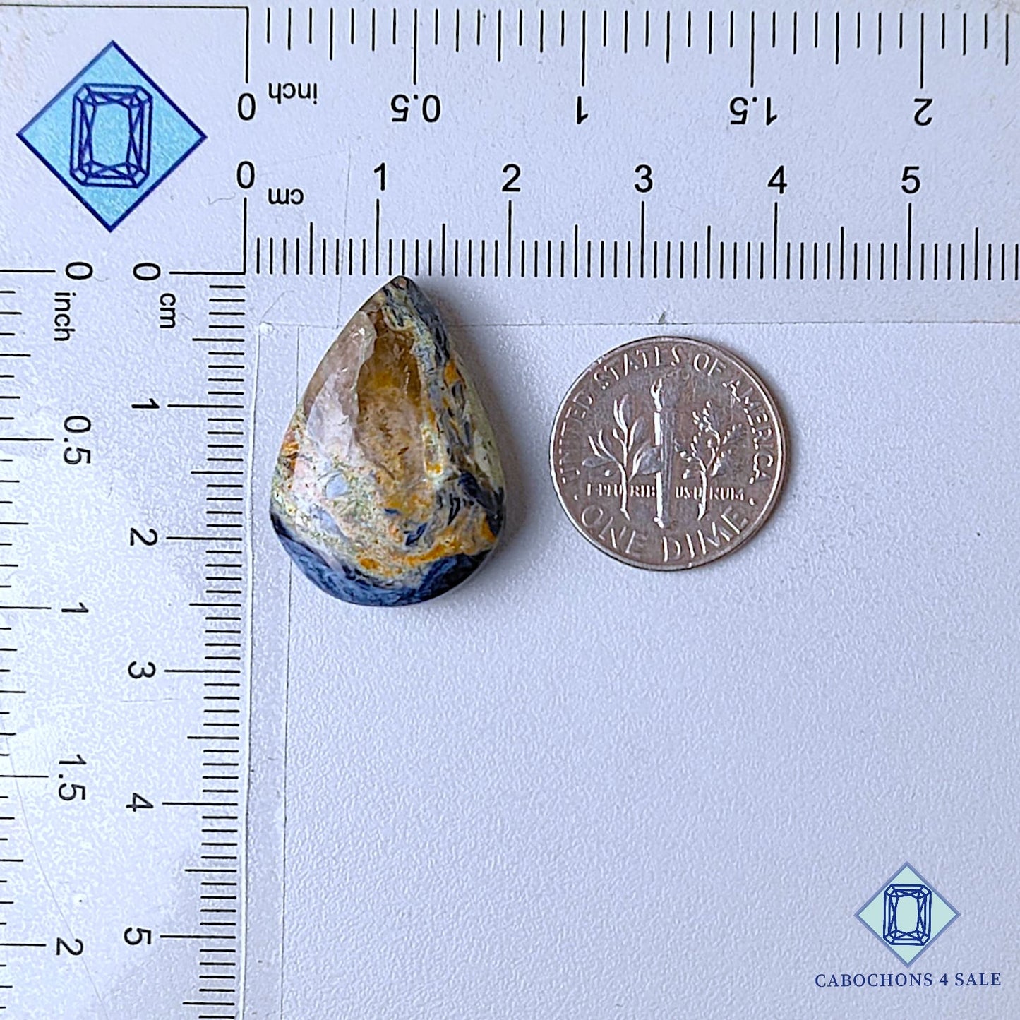 Cabujones de piedra preciosa pietersita natural en forma de pera de 24 x 17 x 7 mm, procedentes de Namibia, disponibles para la venta.