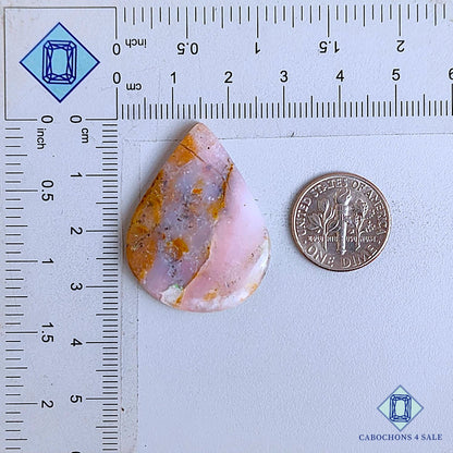 Natural Pink Opal Gemstone  Pear Cabochons 33*26*4mm From Peru available for sale