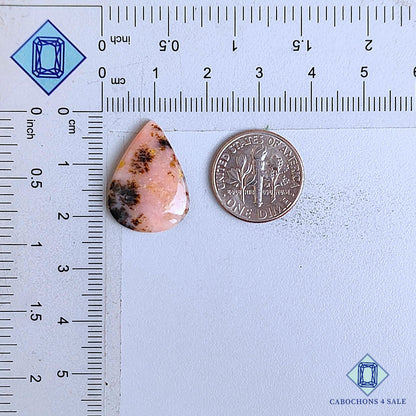 Natural Pink Opal Moss Agate Gemstone  Pear Cabochons 21*15*3mm From Peru available for sale