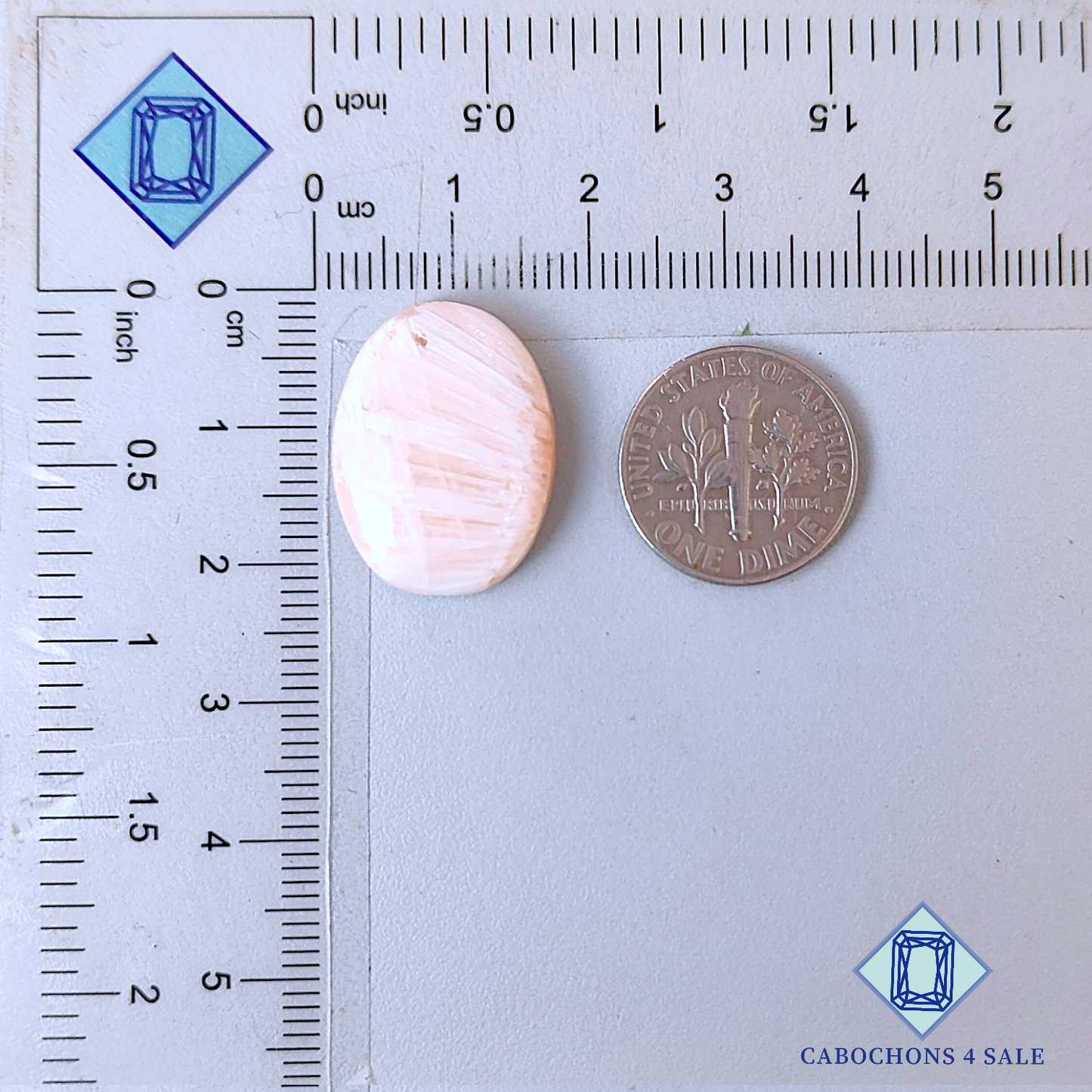 Cabujones ovalados de escolecita rosa de 21 x 16 x 5 mm