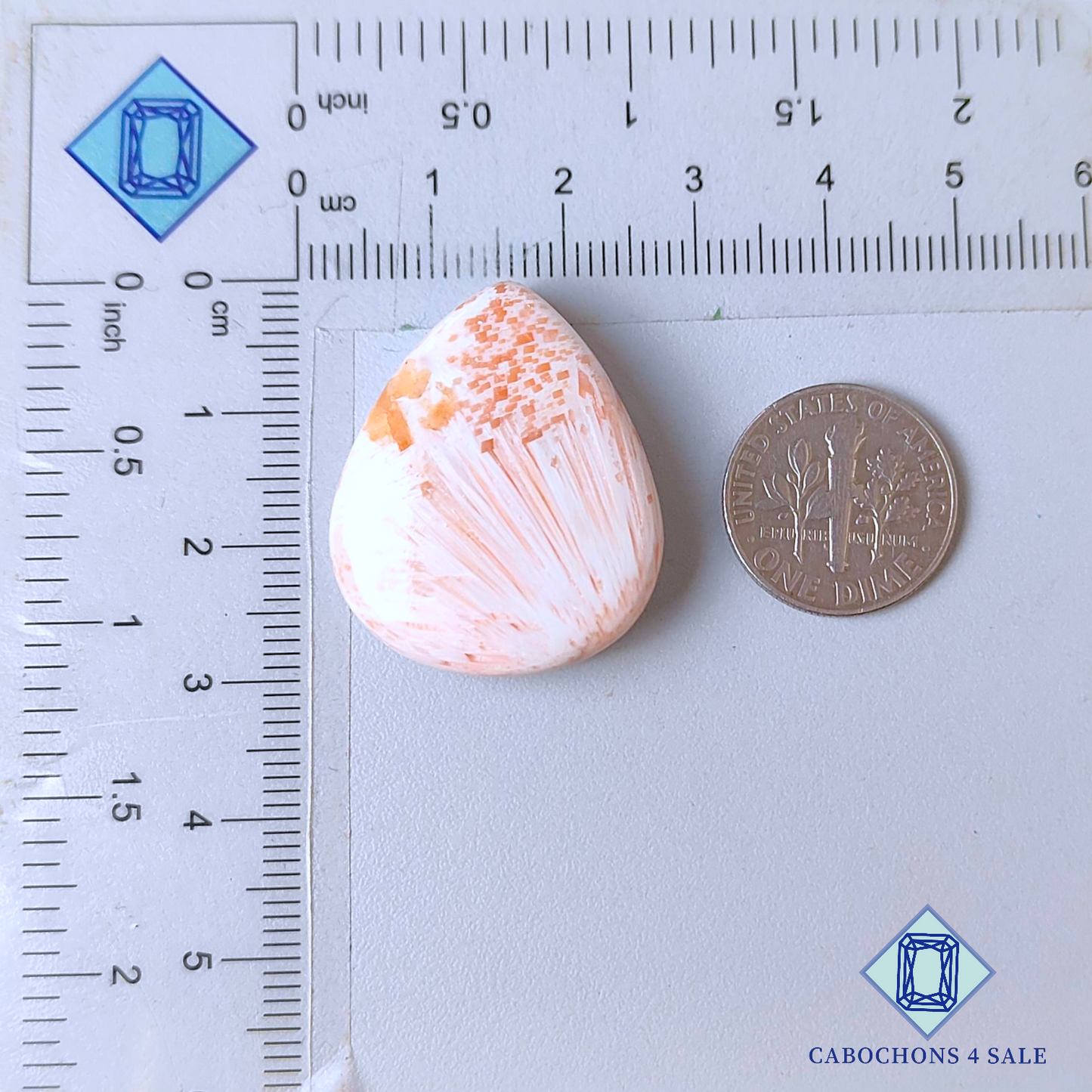 Cabujones de pera de escolecita rosa de 29 x 24 x 8 mm