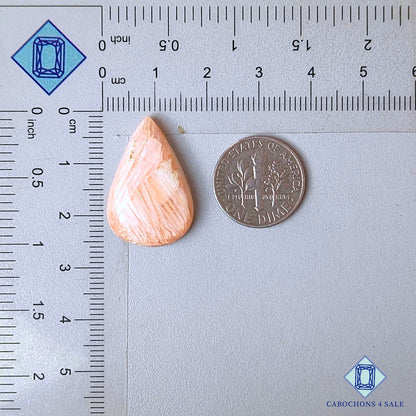 Natural Pink Scolecite Gemstone Pear Cabochons 25*17*5mm from India  available for sale