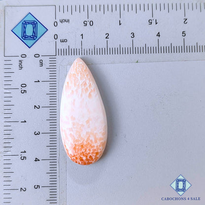 Natural Pink Scolecite Gemstone  Pear Cabochons 41*17*6mm from India available for sale