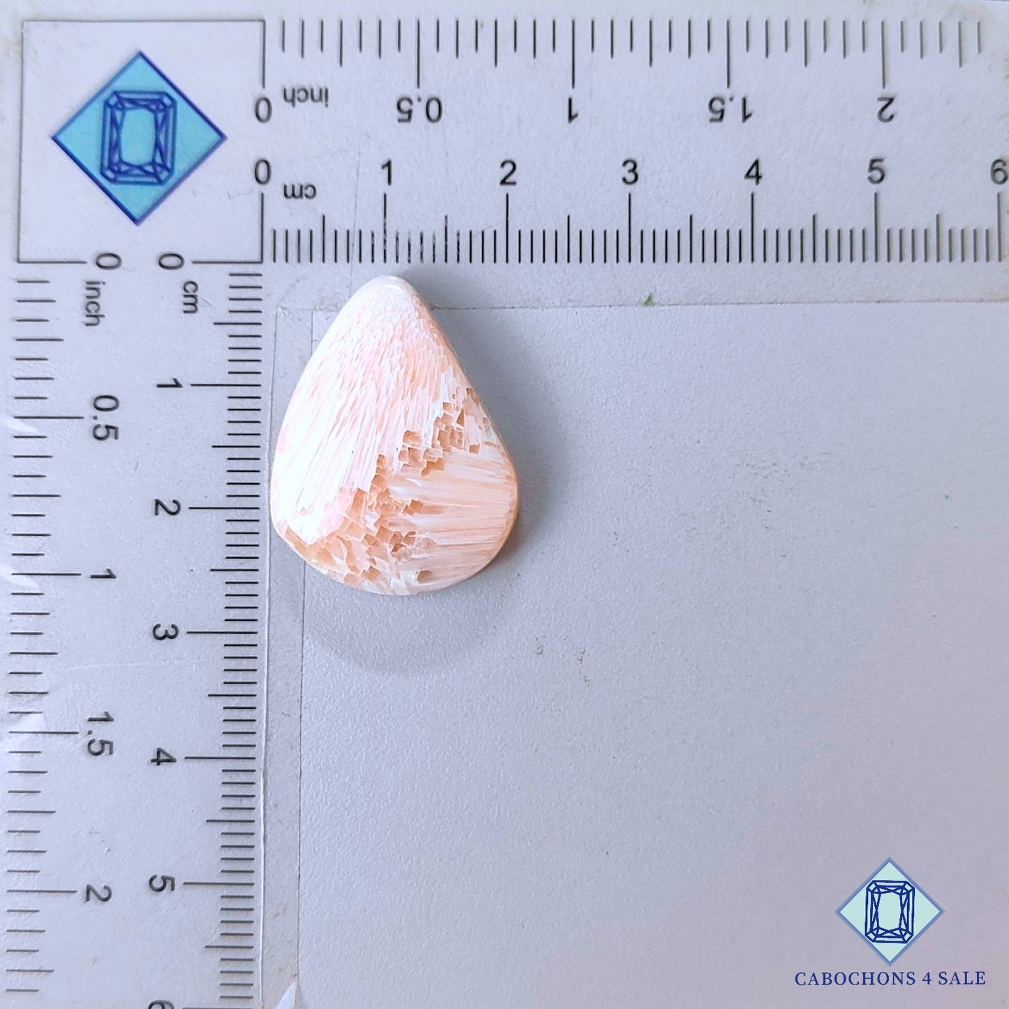 Natural Pink Scolecite Gemstone  Pear Cabochons 25*19*6mm from India available for sale