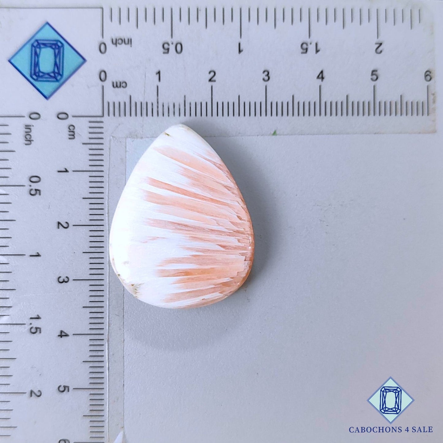 Natural Pink Scolecite Gemstone  Pear Cabochons 33*26*6mm from India available for sale