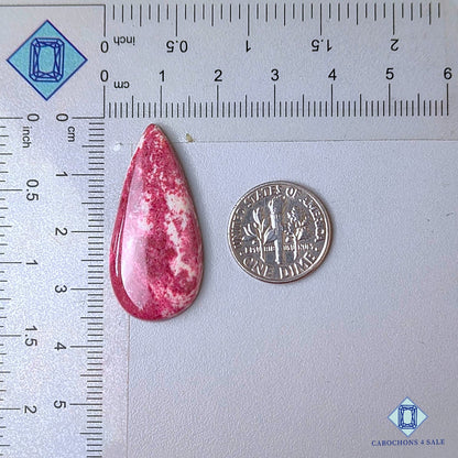 Natural Pink Thulite Gemstone  Pear Cabochons 34*16*5mm from Norway available for sale