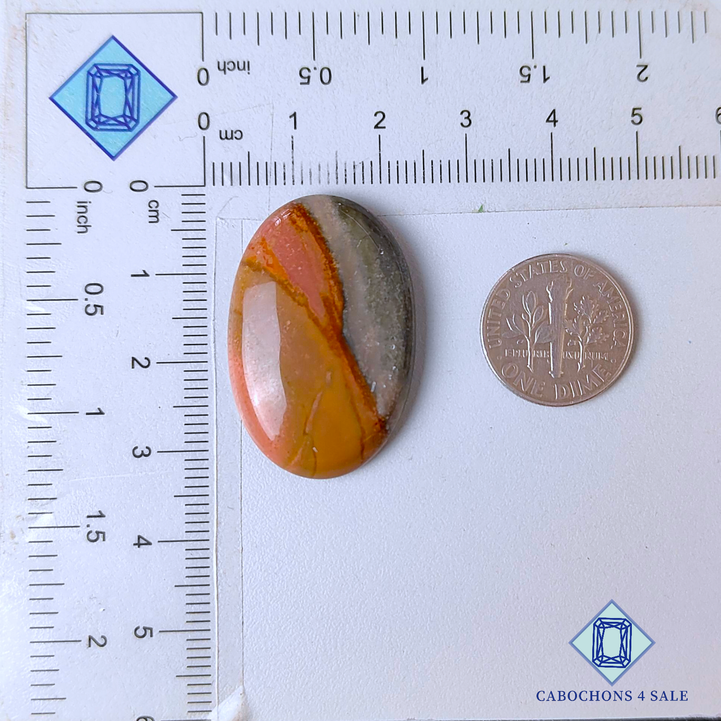 Cabujones ovalados de jaspe policromado de 32 x 21 x 6 mm