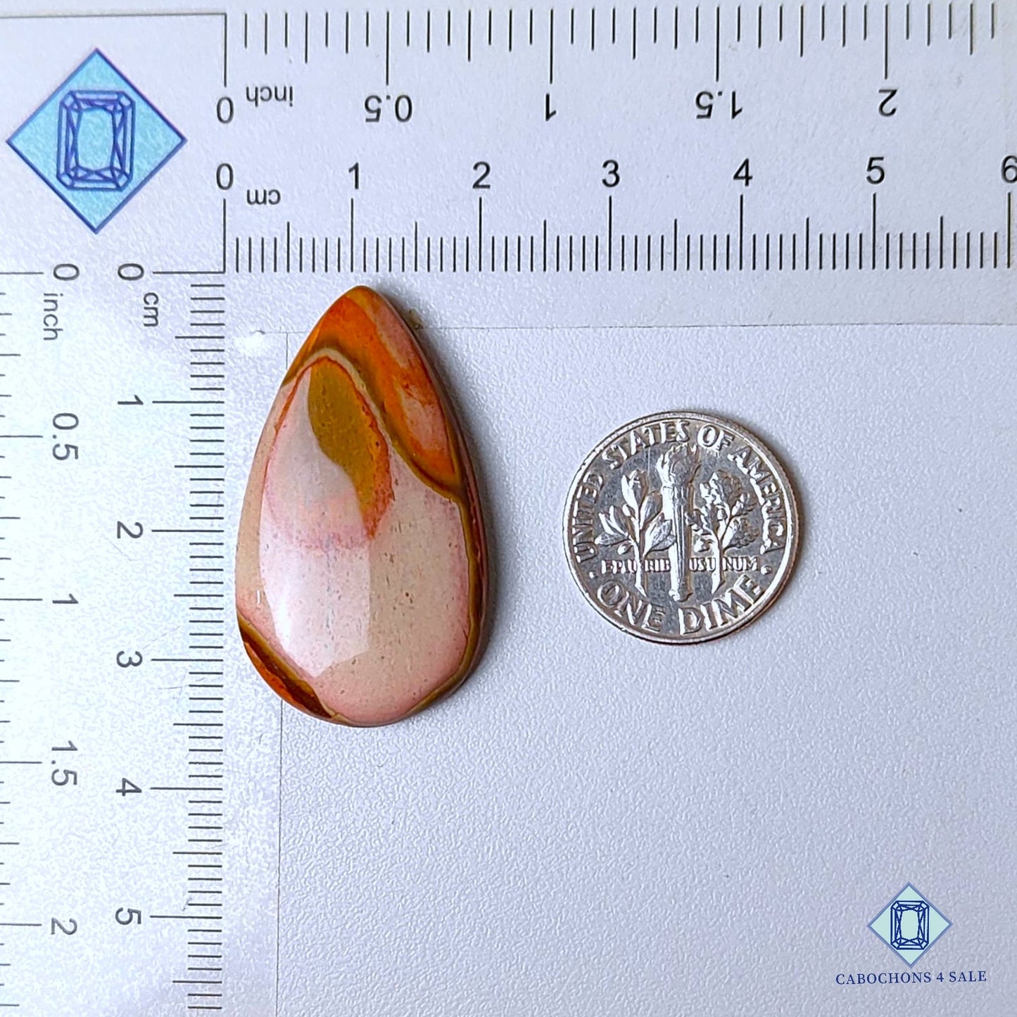 Natural Polychrome Jasper Gemstone  Pear Cabochons 34*19*5mm from Madagascar available for sale