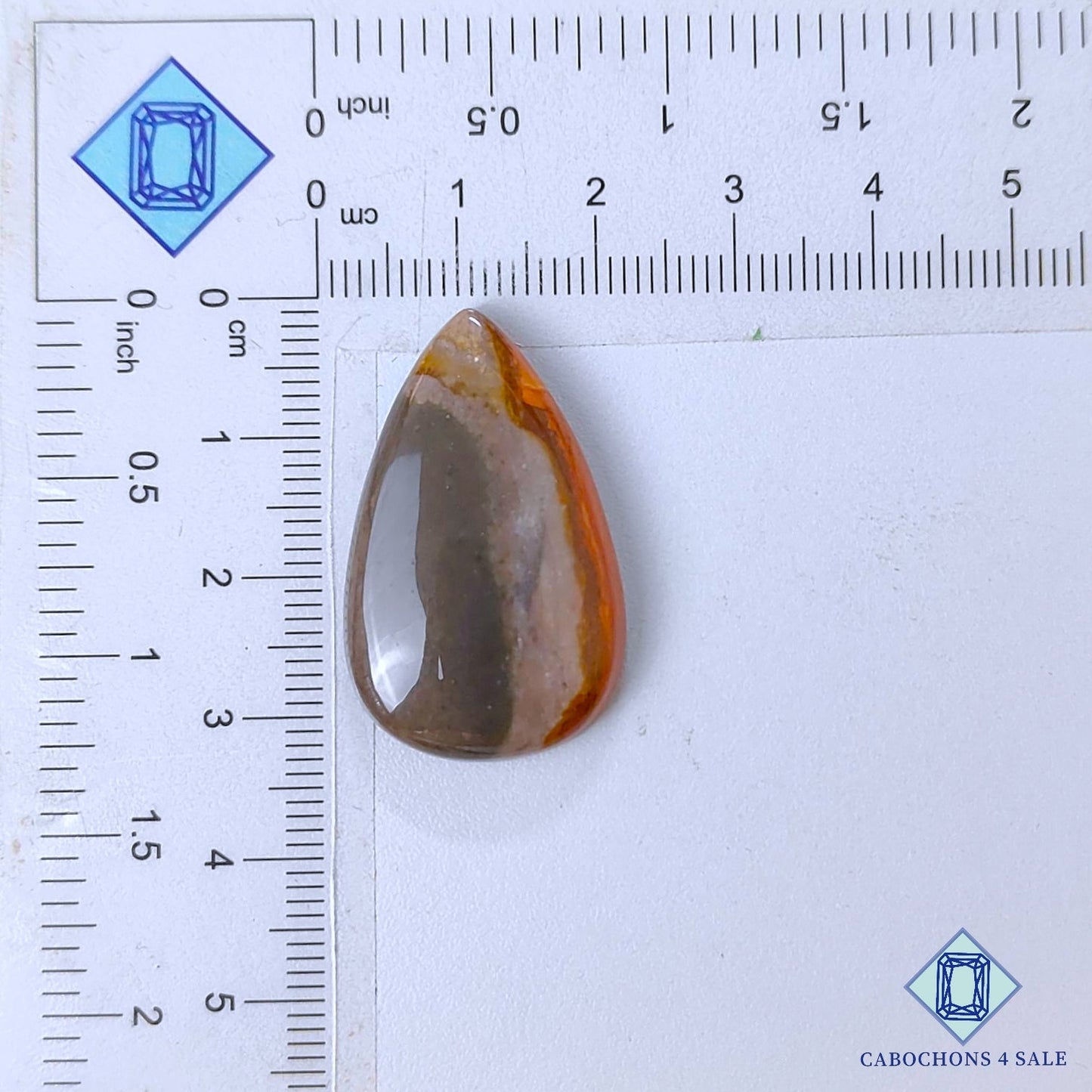 Natural Polychrome Jasper Gemstone  Pear Cabochons 32*20*5mm from Madagascar available for sale
