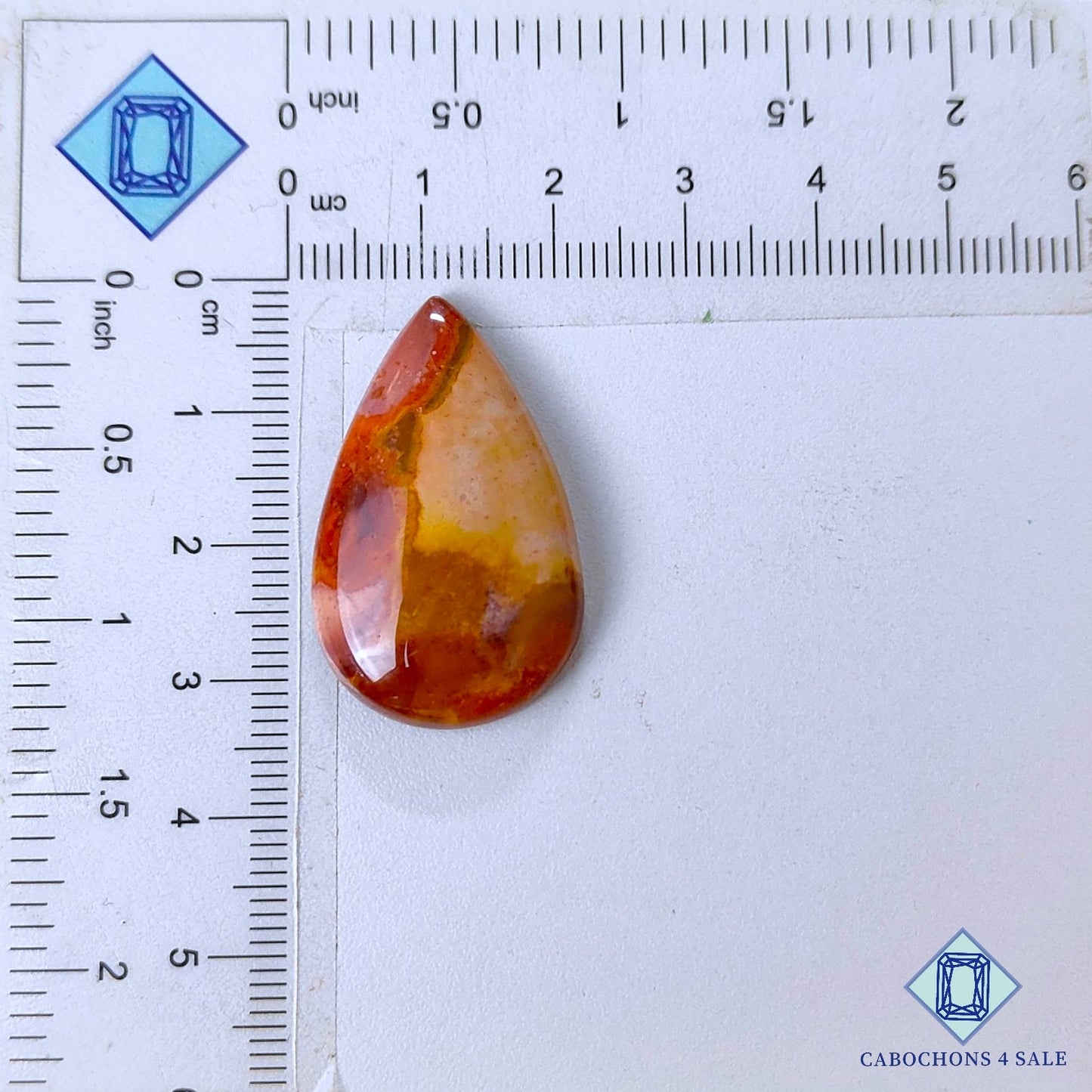 Natural Polychrome Jasper Gemstone  Pear Cabochons 32*20*6mm from Madagascar available for sale