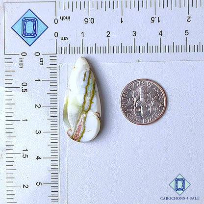 Natural Prehnite Gemstone Pear Cabochons 32*14*6mm from South Africa available for sale