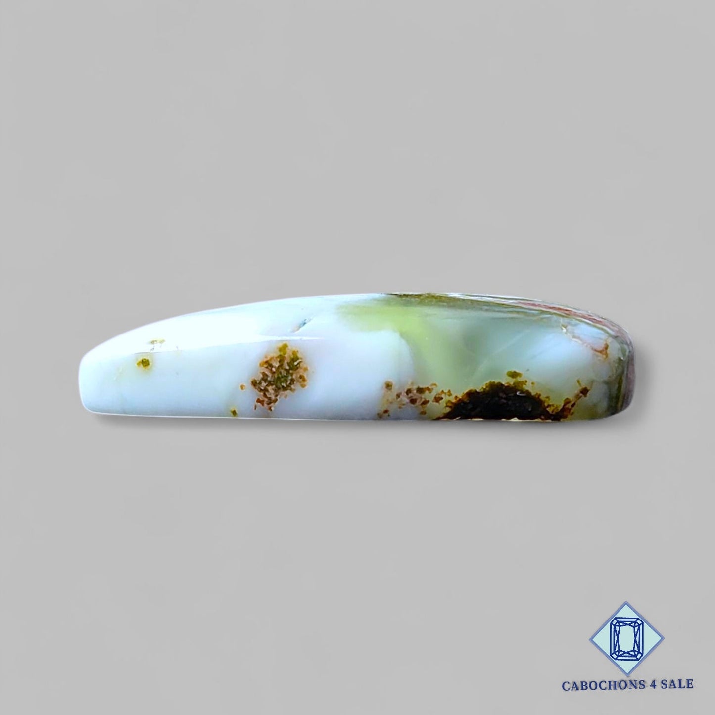 Natural Prehnite Gemstone Pear Cabochons 32*14*6mm from South Africa available for sale