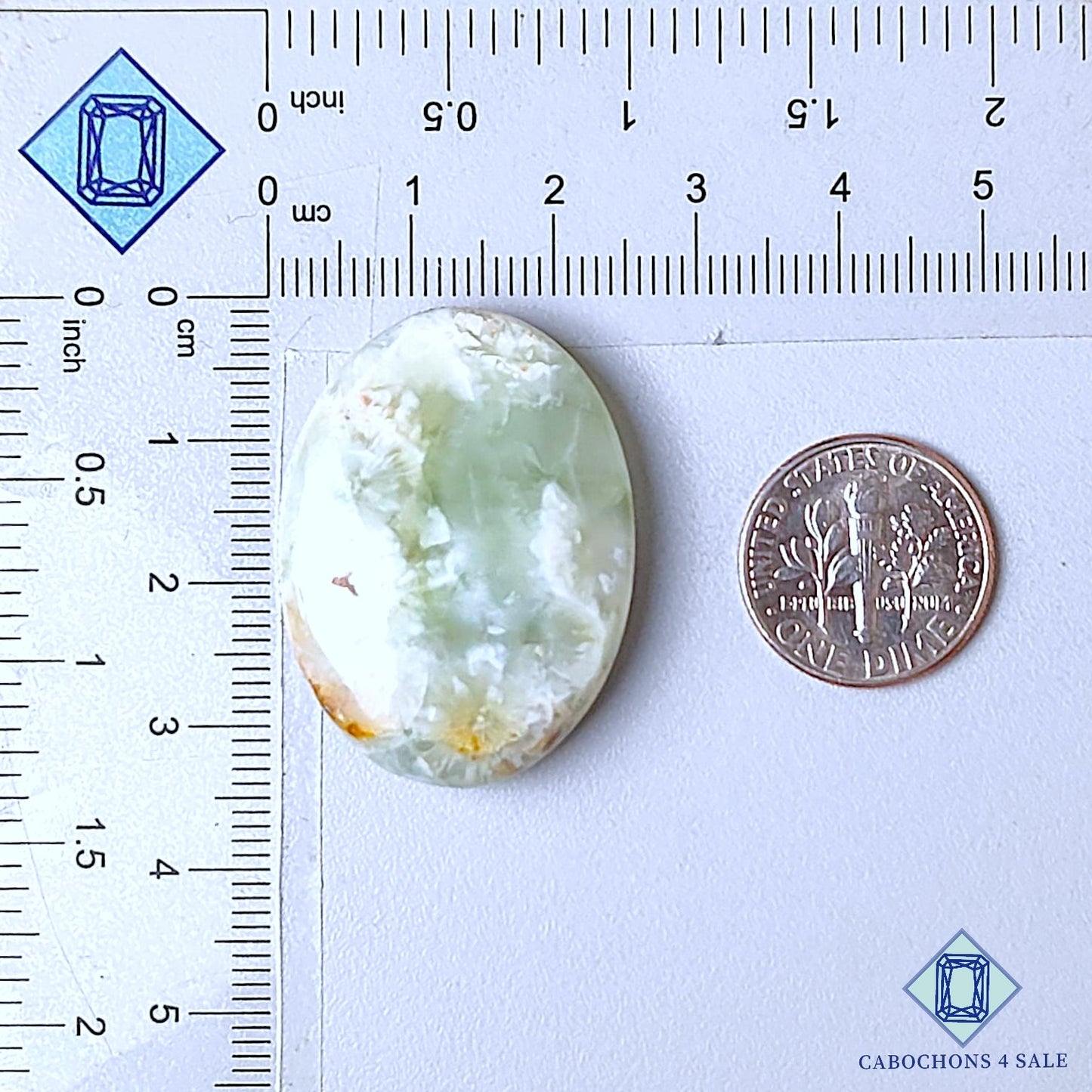 Natural Prehnite Gemstone Oval Cabochons 33*24*7mm from South Africa available for sale