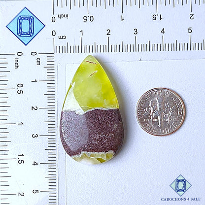 Natural Prehnite Gemstone Pear Cabochons 39*22*7mm from South Africa available for sale