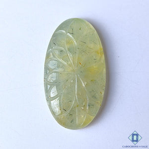 Prehnite Rutile Quartz Oval Carvings