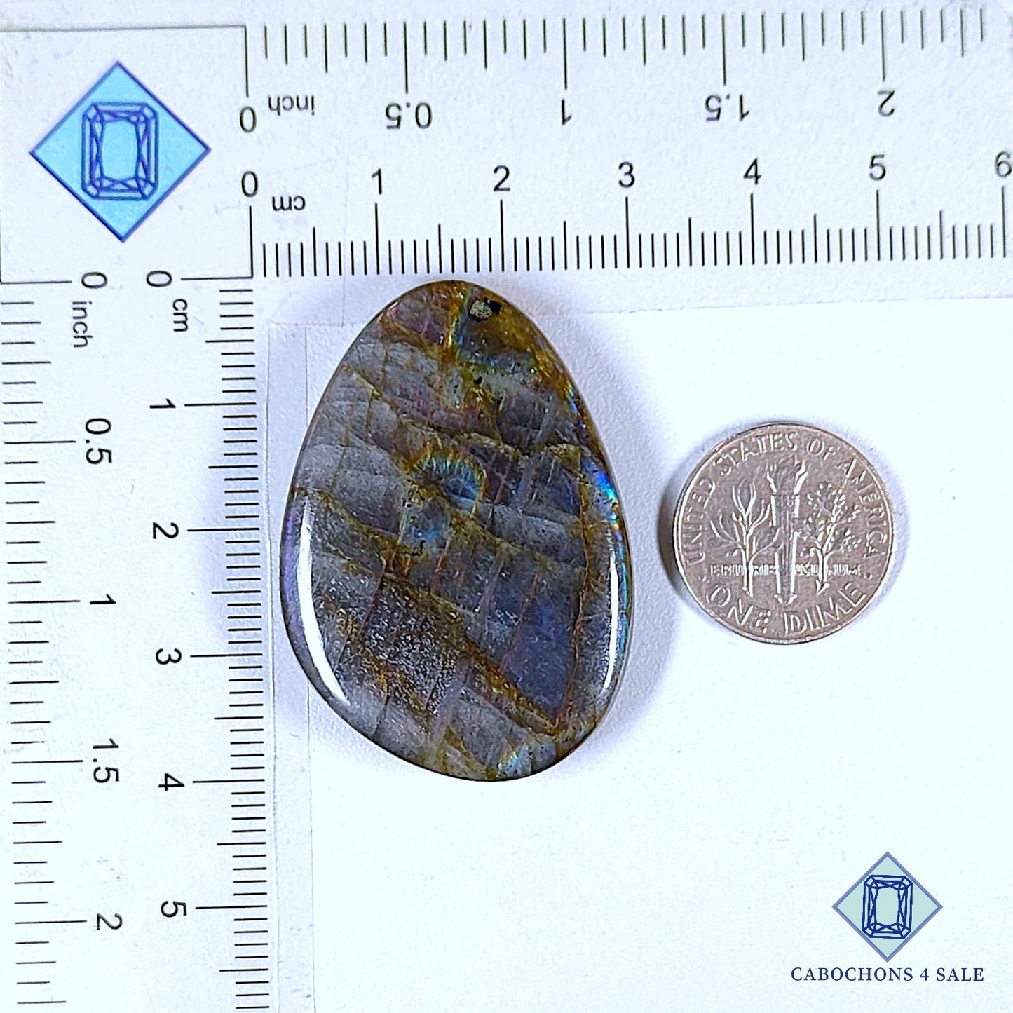 Natural Purple Labradorite Gemstone Fancy Cabochons 39*28*7mm from Madagascar  available for sale