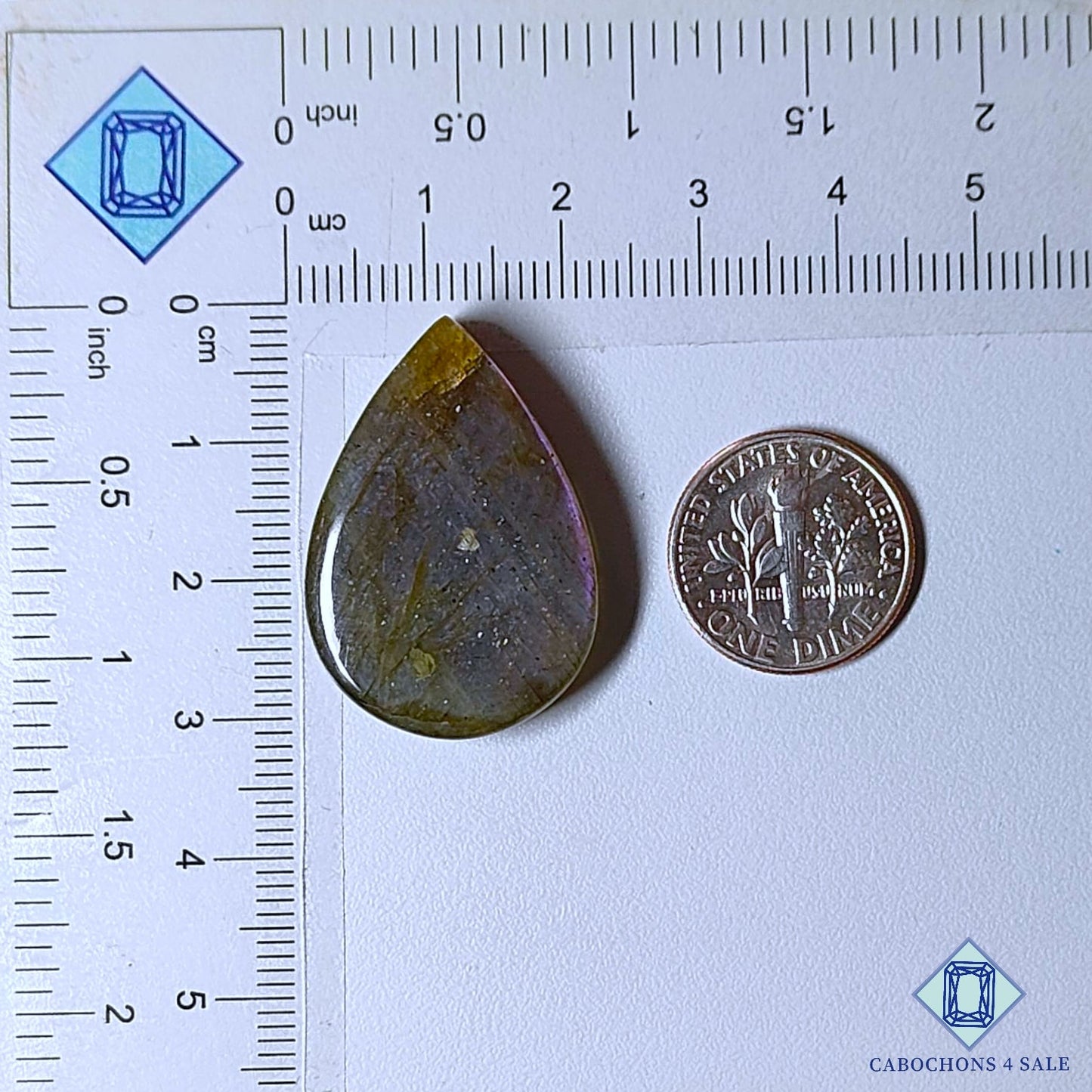 Natural Purple Labradorite Gemstone  Pear Cabochons 30*21*6mm from Madagascar available for sale
