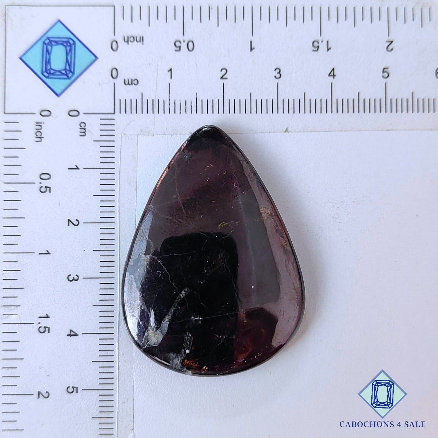 Cabujones de pera de piedra preciosa purpurita natural de 45 x 32 x 6 mm de Namibia, disponibles para la venta.