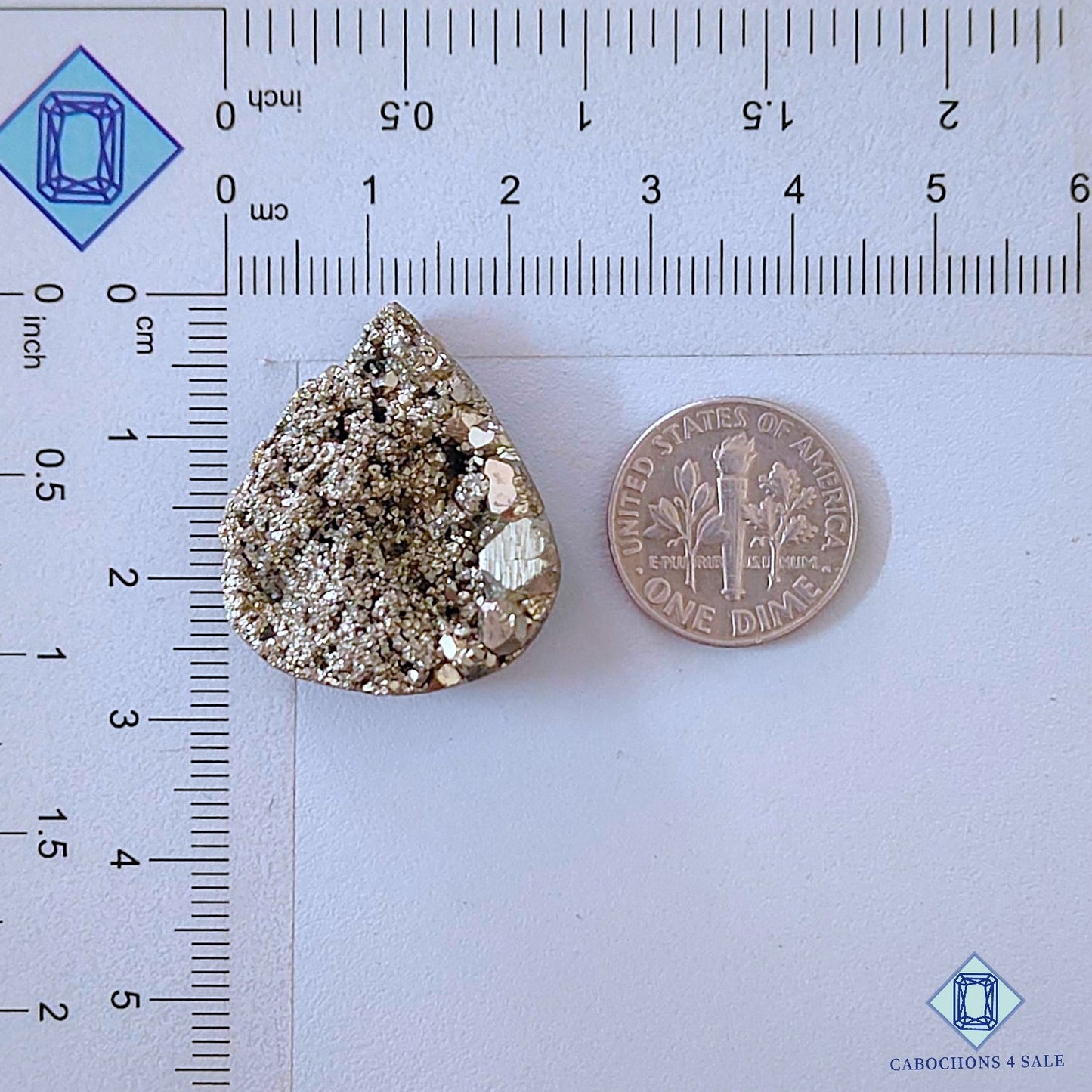 Natural Pyrite Gemstone  Pear Druzy 27*27*9mm from Peru available for sale