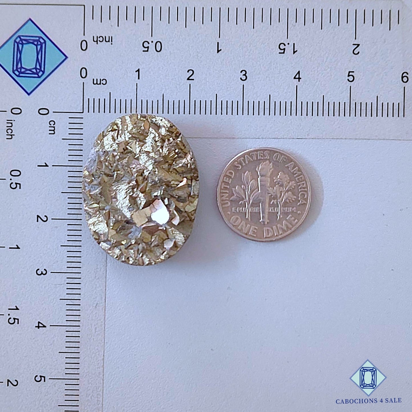 Natural Pyrite Gemstone  Oval Druzy 28*21*7mm from Peru available for sale