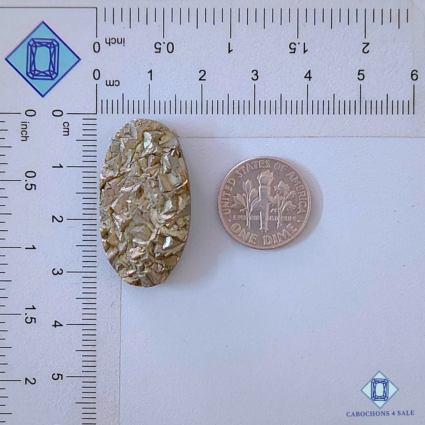 Natural Pyrite Gemstone  Oval Druzy 31*17*8mm from Peru available for sale