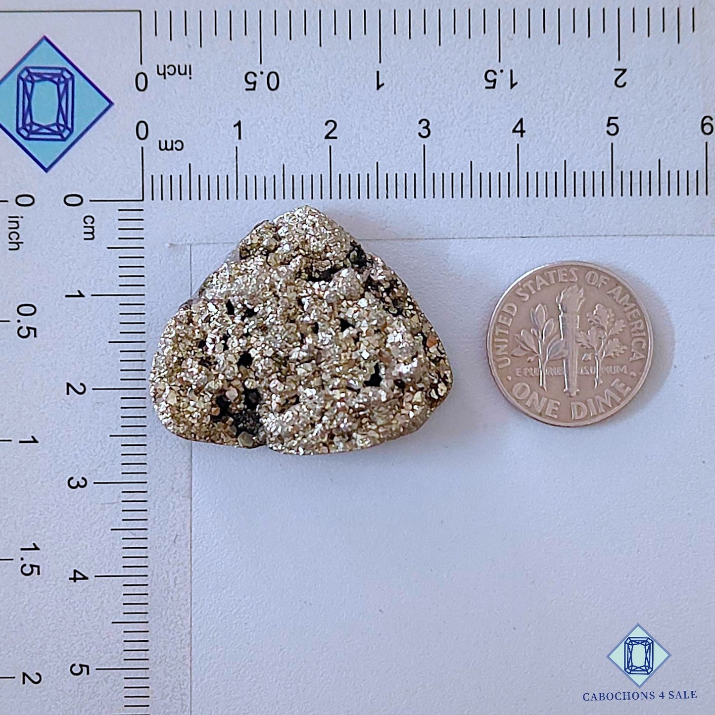 Natural Pyrite Gemstone  Triangle Druzy 26*32*8mm from Peru available for sale