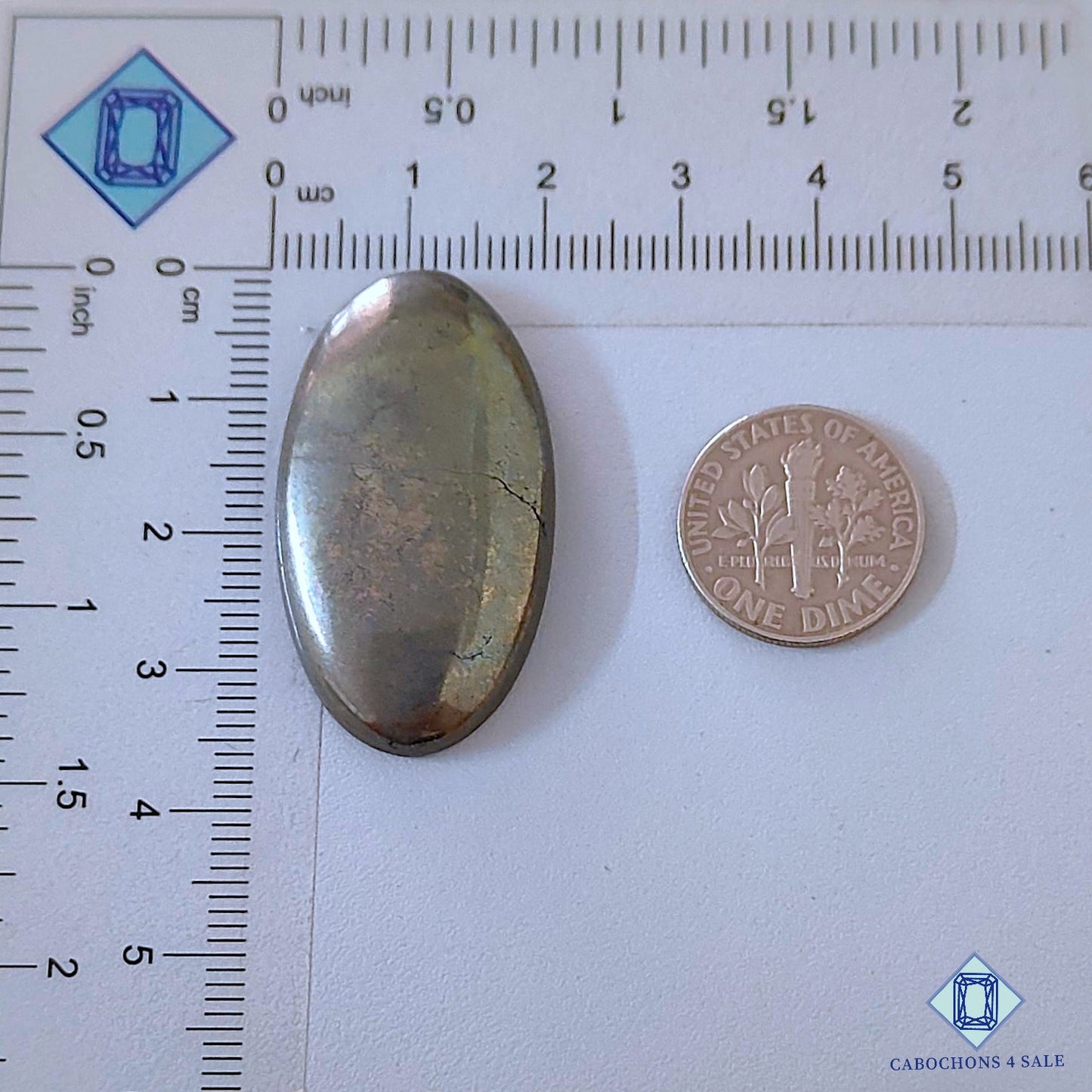 Natural Pyrite Gemstone  Oval Cabochons 36*20*5mm from Peru available for sale