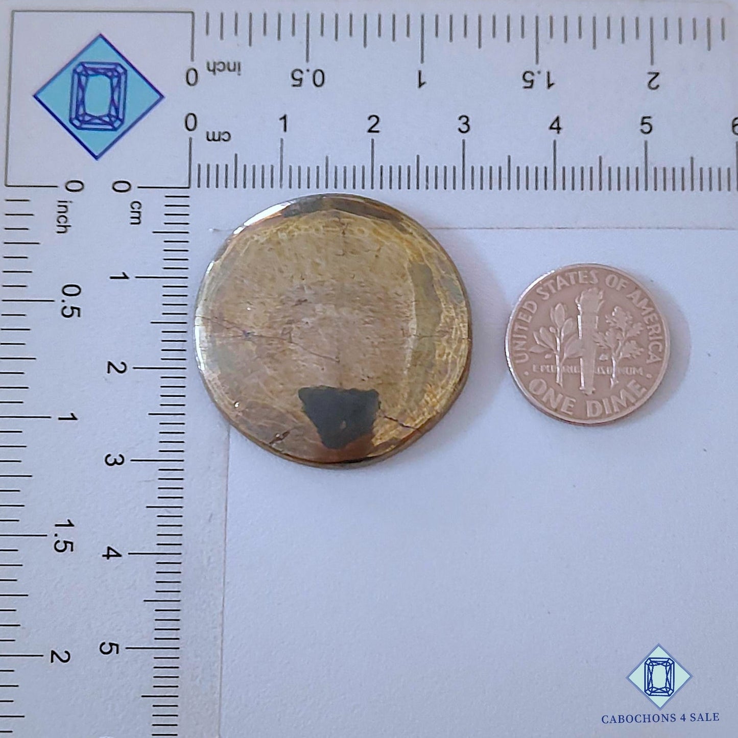 Natural Pyrite Gemstone  Round Cabochons 30*4mm from Peru available for sale