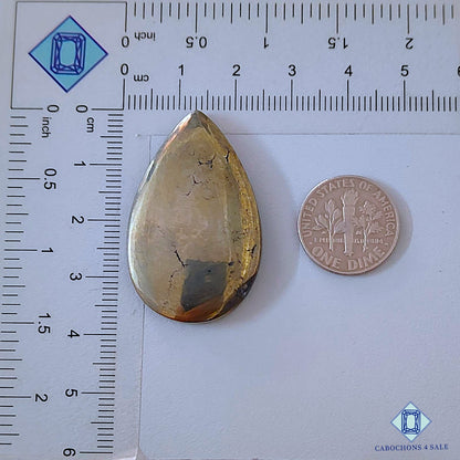 Natural Pyrite Gemstone  Pear Cabochons 38*24*5mm from Peru available for sale