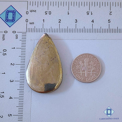 Natural Pyrite Gemstone  Pear Cabochons 37*22*5mm from Peru available for sale