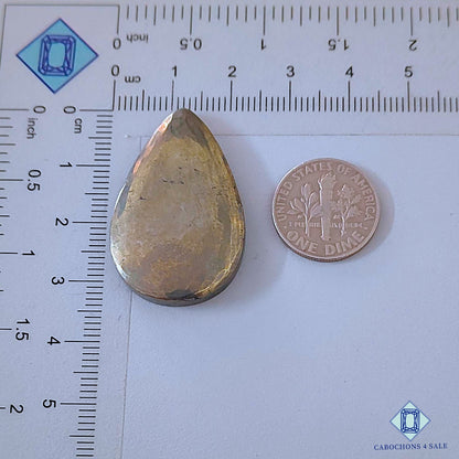 Natural Pyrite Gemstone  Pear Cabochons 34*22*5mm from Peru available for sale