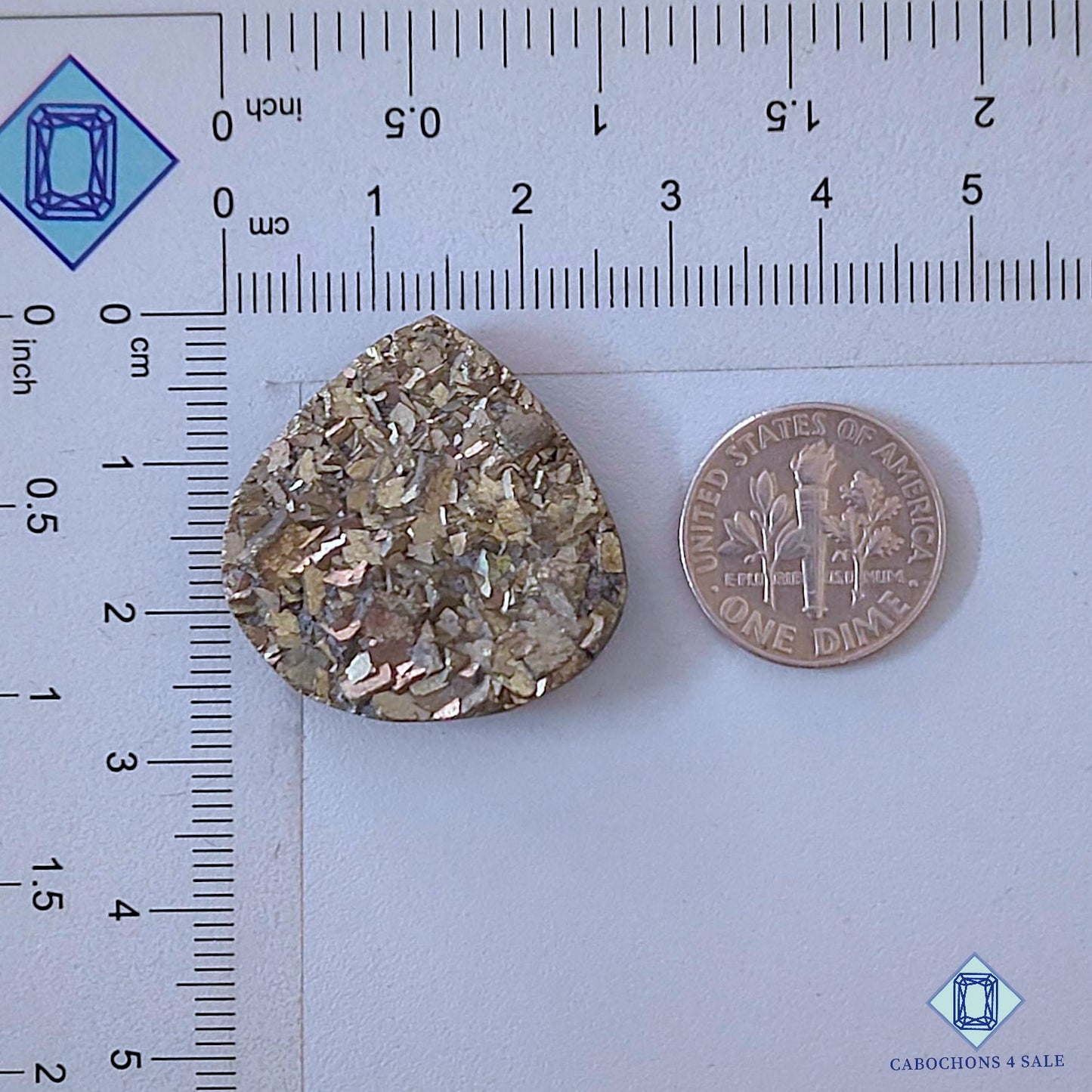 Natural Pyrite Gemstone  Pear Druzy 27*26*6mm from Peru available for sale
