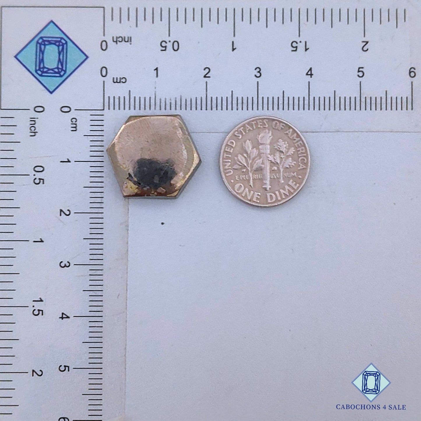 Natural Pyrite Gemstone  Hexagon Cabochons 18*16*4mm from Peru  available for sale