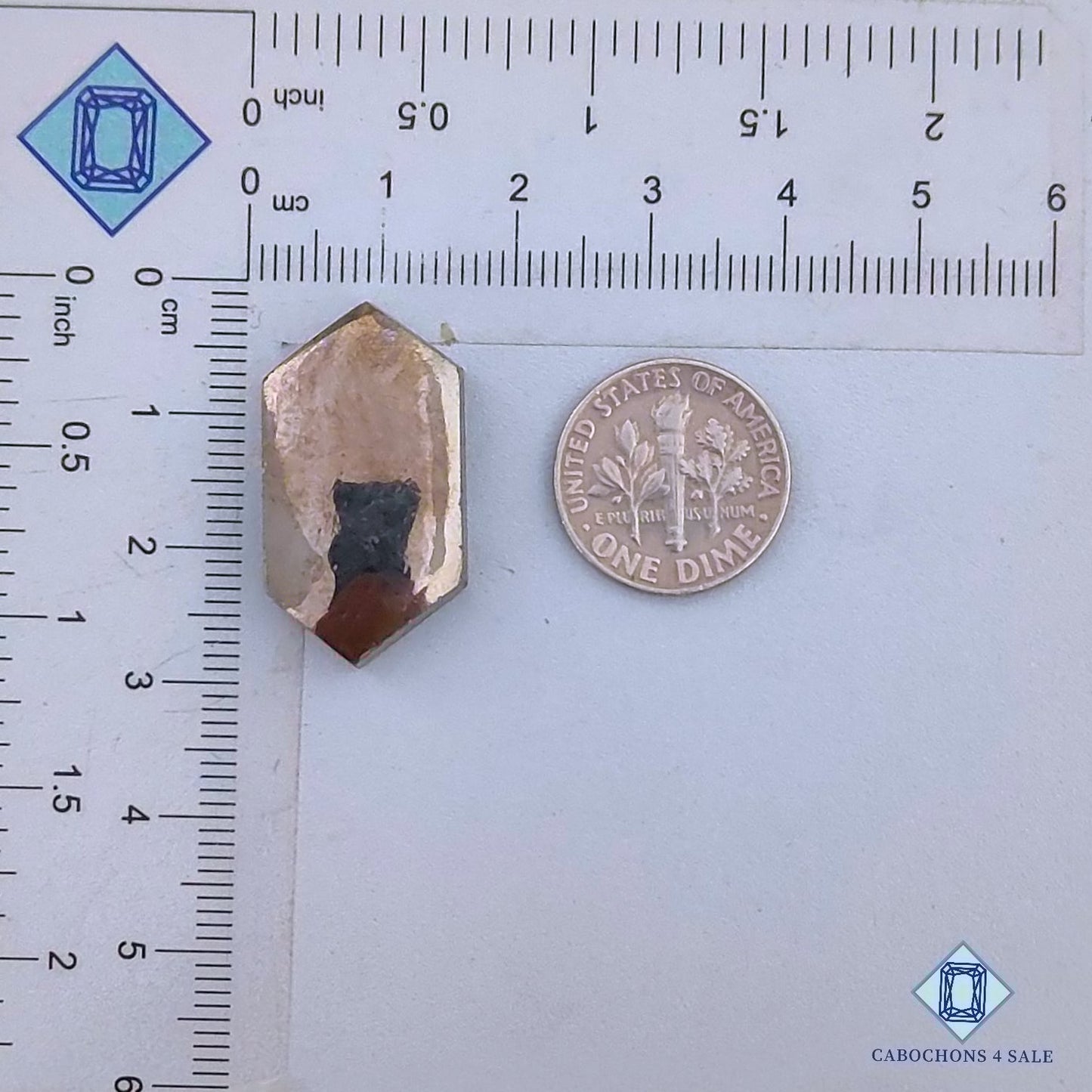 Natural Pyrite Gemstone  Hexagon Cabochons 27*15*5mm from Peru  available for sale