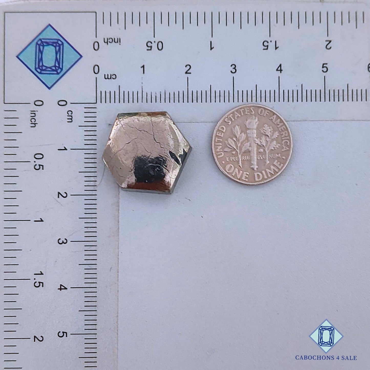 Natural Pyrite Gemstone  Hexagon Cabochons 21*18*5mm from Peru  available for sale