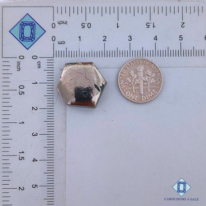 Natural Pyrite Gemstone  Hexagon Cabochons 21*18*5mm from Peru  available for sale