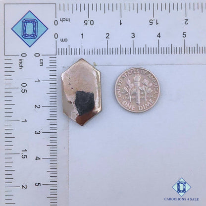 Cabujones hexagonales de pirita natural de 26 x 15 x 4 mm, de Perú, disponibles para la venta.
