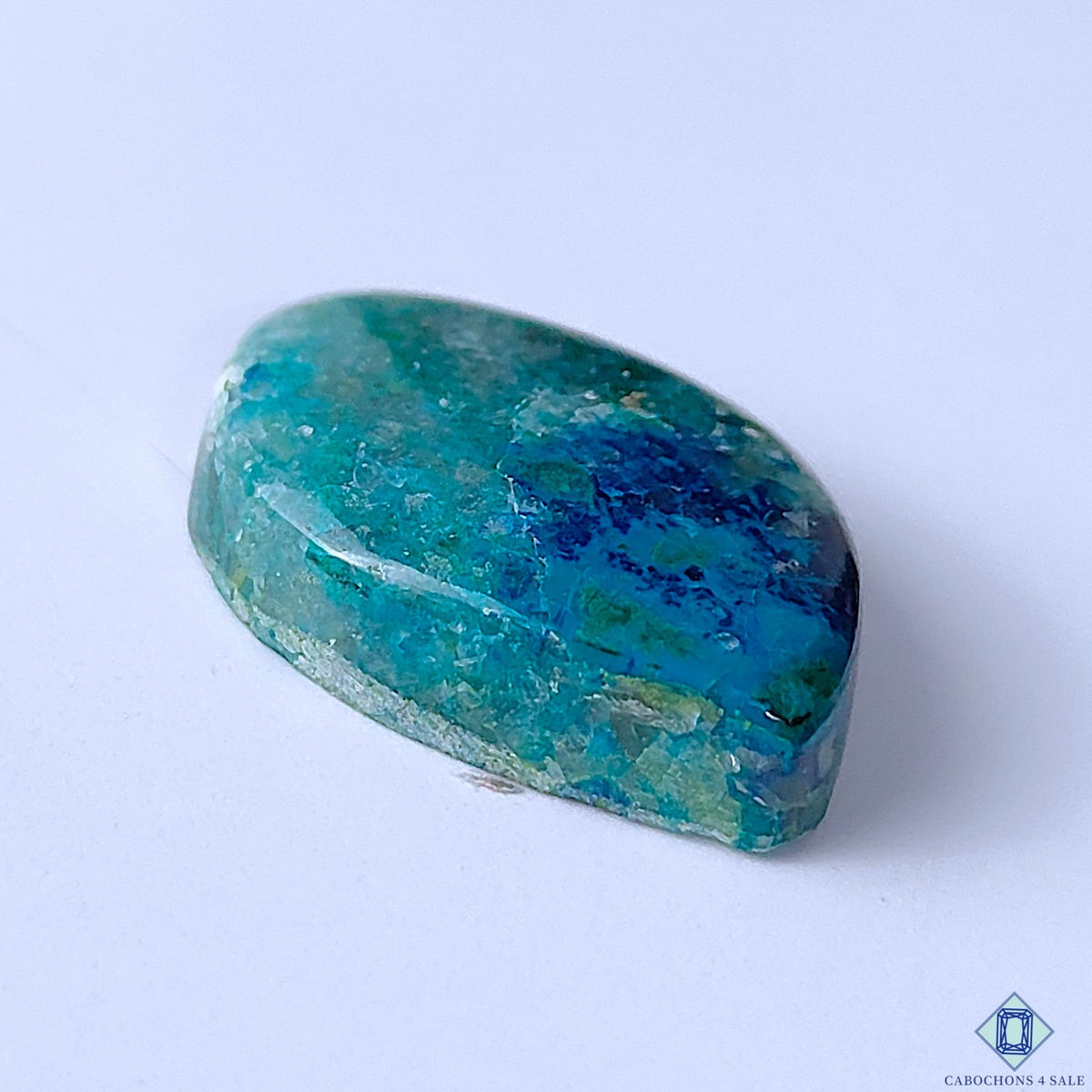 Cabochons4sale natural opaque blue and green Quantum Quattro fancy cabochon gemstone measuring 31x22x8mm