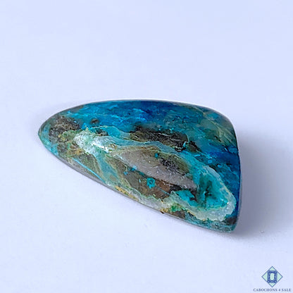 Cabochons4sale natural opaque Quantum Quattro fancy cabochon gemstone with vibrant blue and green patterns