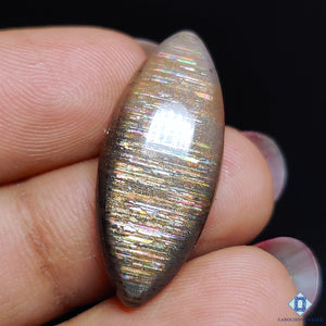 Rainbow Lattice Sunstone Marquise Cabochons 27x11x4mm