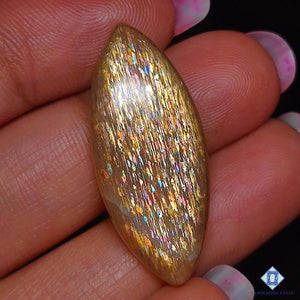 Rainbow Lattice Sunstone Marquise Cabochons 32*13*4mm