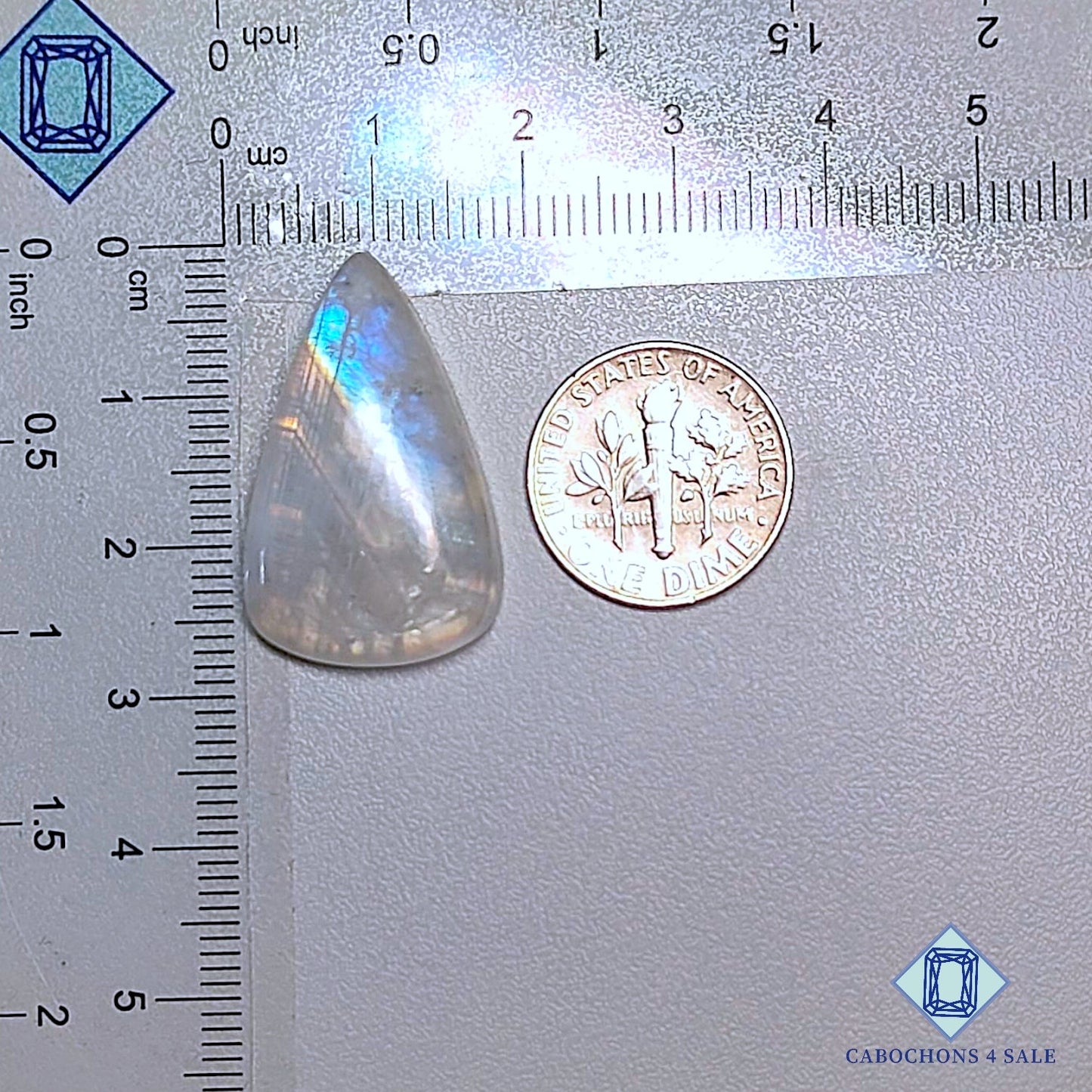 Natural Rainbow Moonstone Gemstone Pear Cabochons 27*17*6mm from Sri Lanka  available for sale