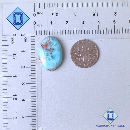 Cabujones ovalados de larimar rojo de 21 x 15 x 4 mm