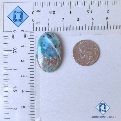 Cabujones ovalados de larimar rojo de 26 x 16 x 5 mm