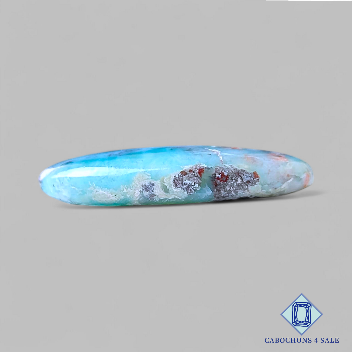 Cabujones ovalados de larimar rojo de 26 x 16 x 5 mm