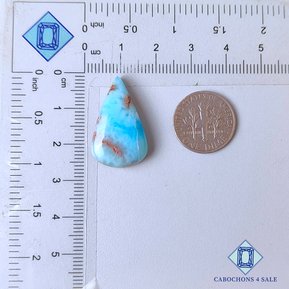 Cabujones de pera de larimar rojo de 25 x 15 x 6 mm