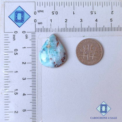 Cabujones de pera de larimar rojo de 22 x 17 x 5 mm